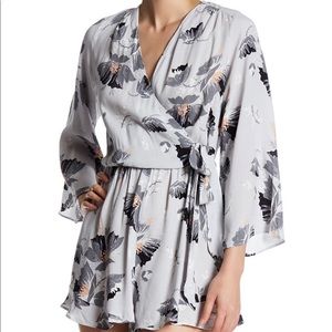 ASTR the label grey floral side tie romper
